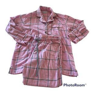 pajamagram womens size small pink gray light weight flannel button from plaid